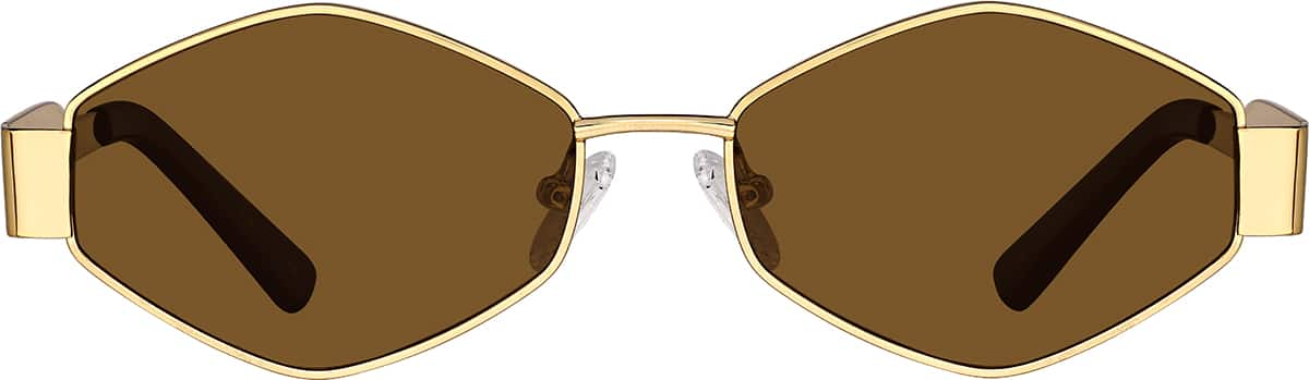 Front view of Geometric Sunglasses T04101415 in Gold