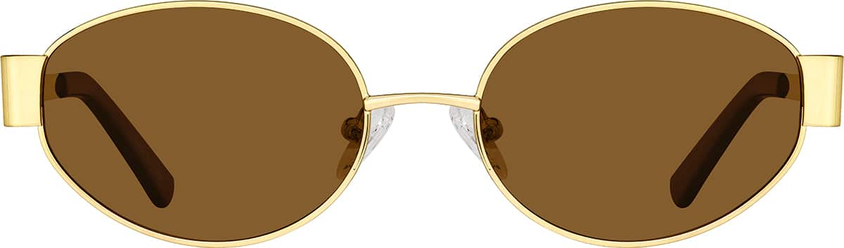 Front view of Oval Polarized Sunglasses T04111415 in Gold