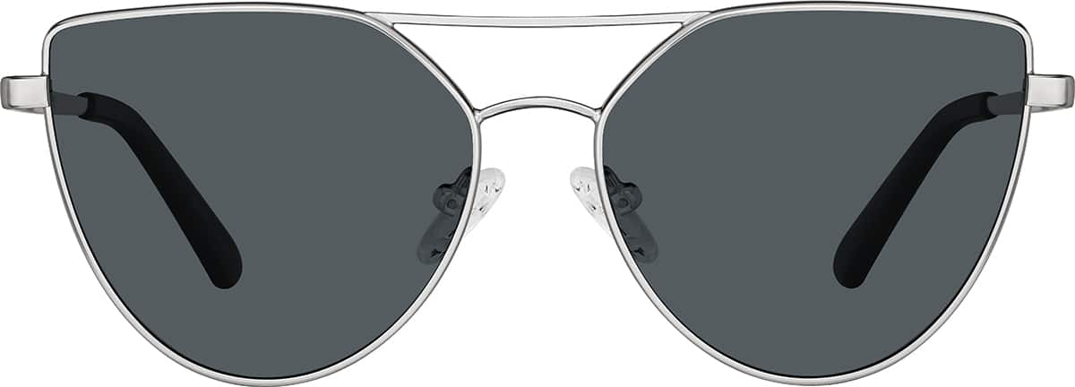 Front view of Cat-Eye Sunglasses T04121112 in Silver