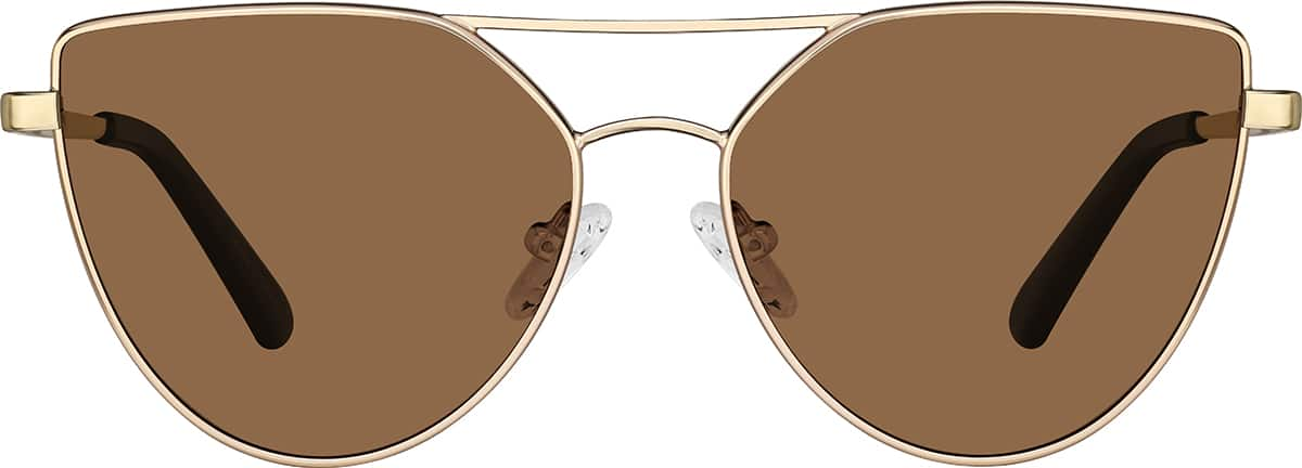 Front view of Cat-Eye Sunglasses T04121415 in Gold