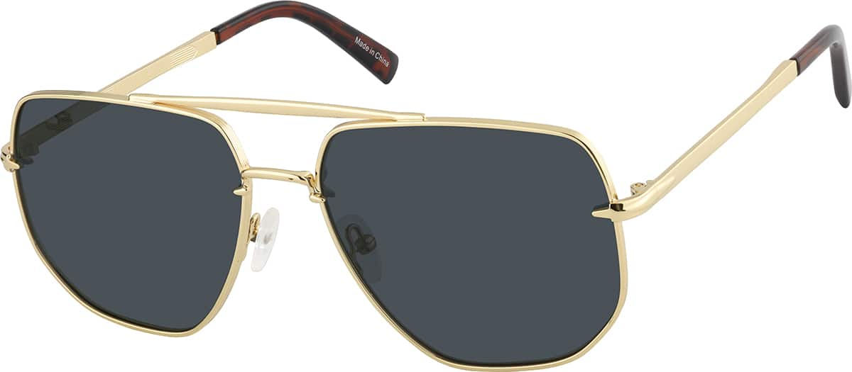 Angle view of Aviator Polarized Sunglasses T04511424 in Gold