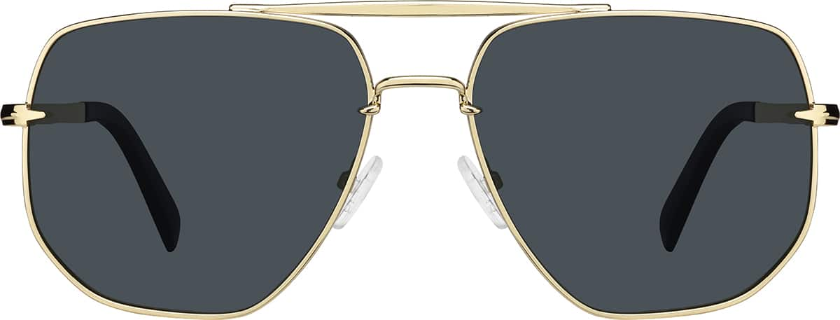 Front view of Aviator Polarized Sunglasses T04511424 in Gold