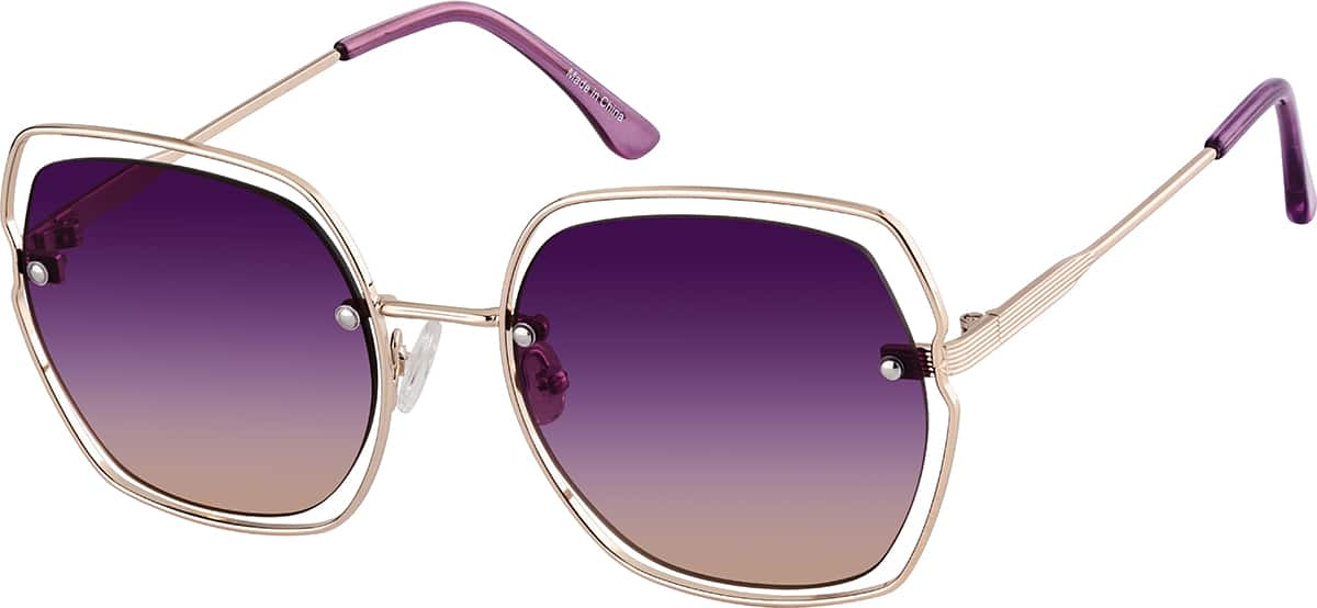 Angle view of Square Sunglasses T04541417 in Gold