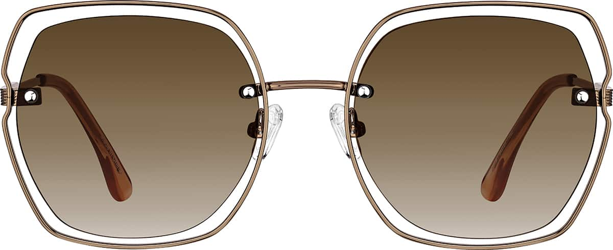 Front view of Square Sunglasses T04541515 in Brown