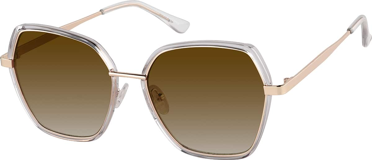 Angle view of Geometric Sunglasses T04571415 in Gold