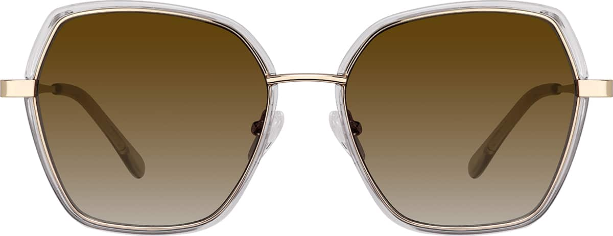 Front view of Geometric Sunglasses T04571415 in Gold