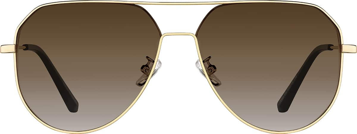 Front view of Aviator Sunglasses T04681415 in Gold