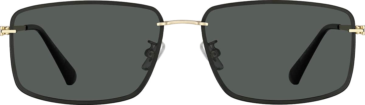 Front view of Rectangle Sunglasses T04741412 in Gold