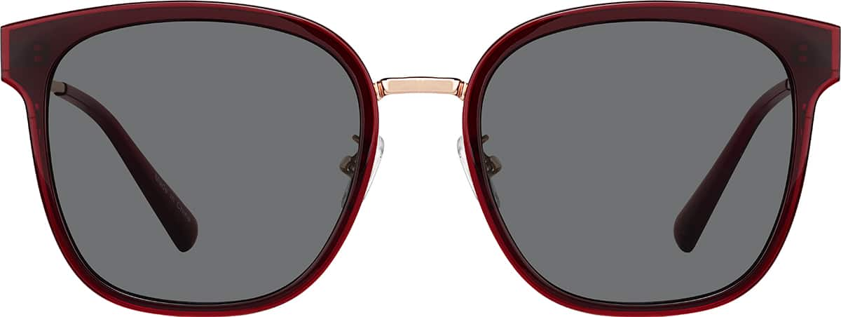 Front view of Square Sunglasses T05581812 in Red