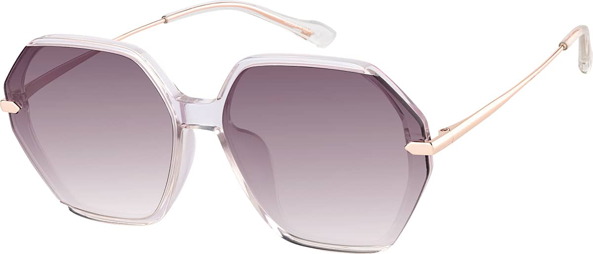 Angle view of Geometric Sunglasses T05602319 in Clear