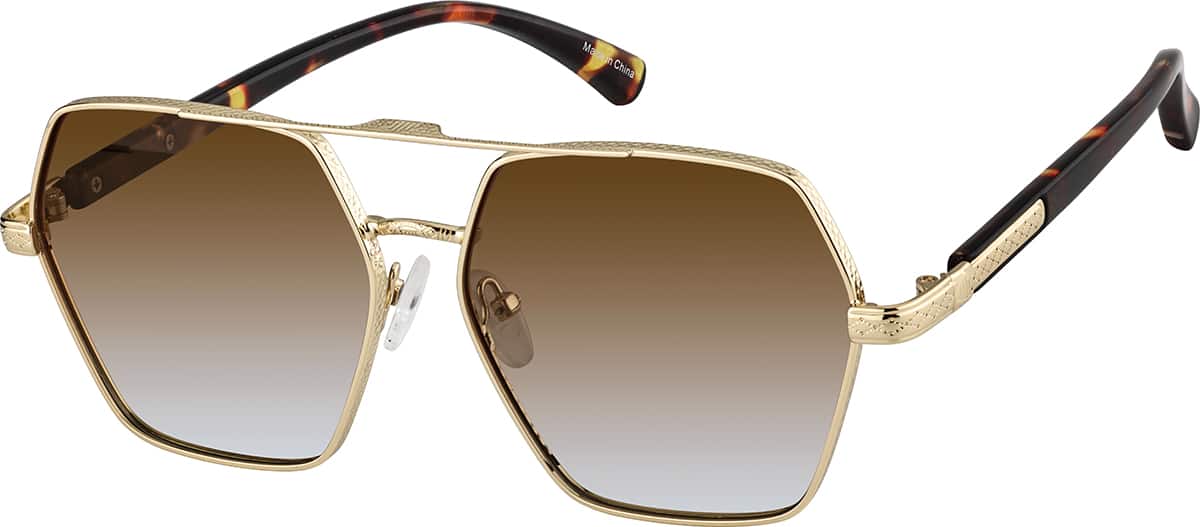 Angle view of Aviator Polarized Sunglasses T06021415 in Gold