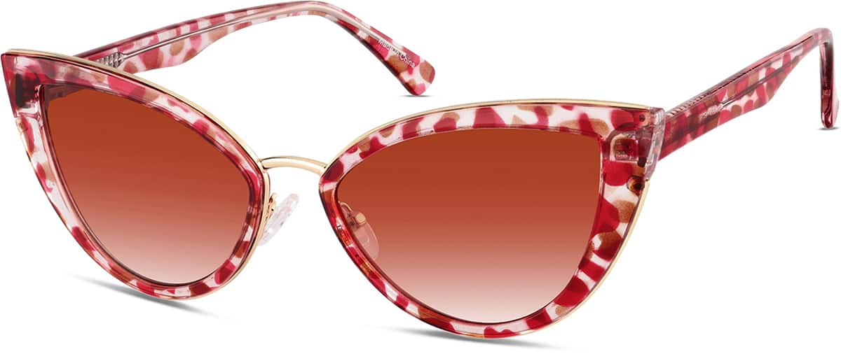 Angle view of Cat-Eye Sunglasses T06051818 in Red