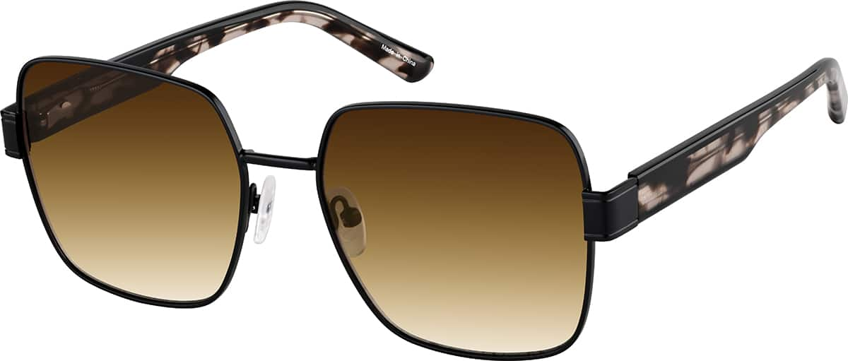 Angle view of Square Sunglasses T06112115 in Black/Amber