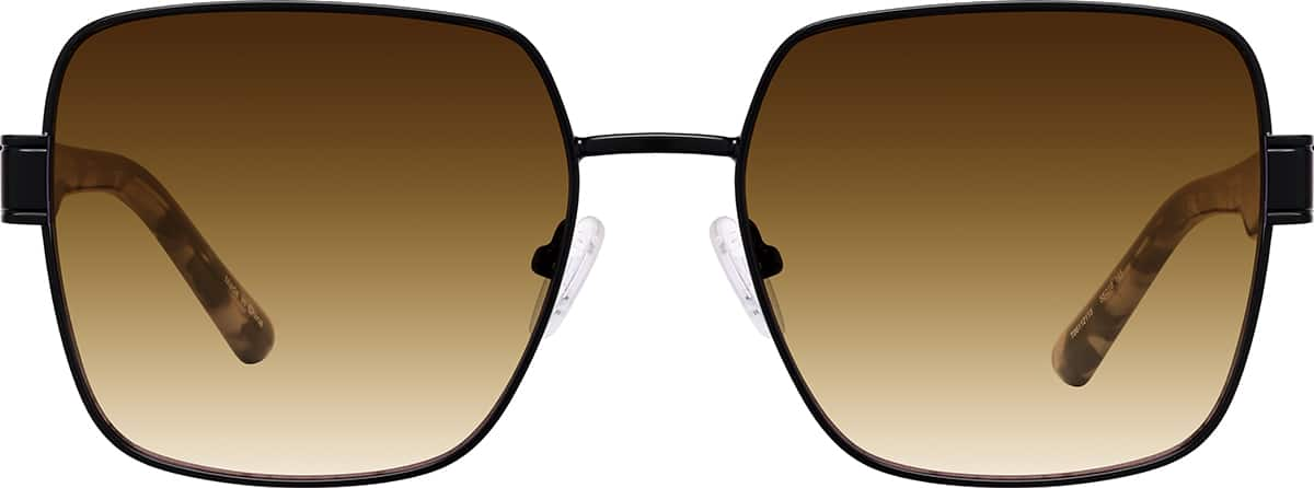 Front view of Square Sunglasses T06112115 in Black/Amber