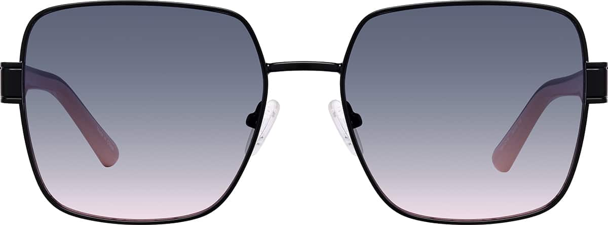 Front view of Square Sunglasses T06112119 in Black/Grey