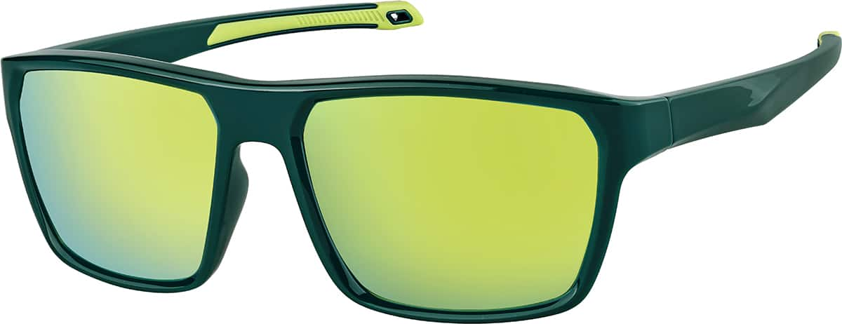 Angle view of Rectangle Sunglasses T08042424 in Green