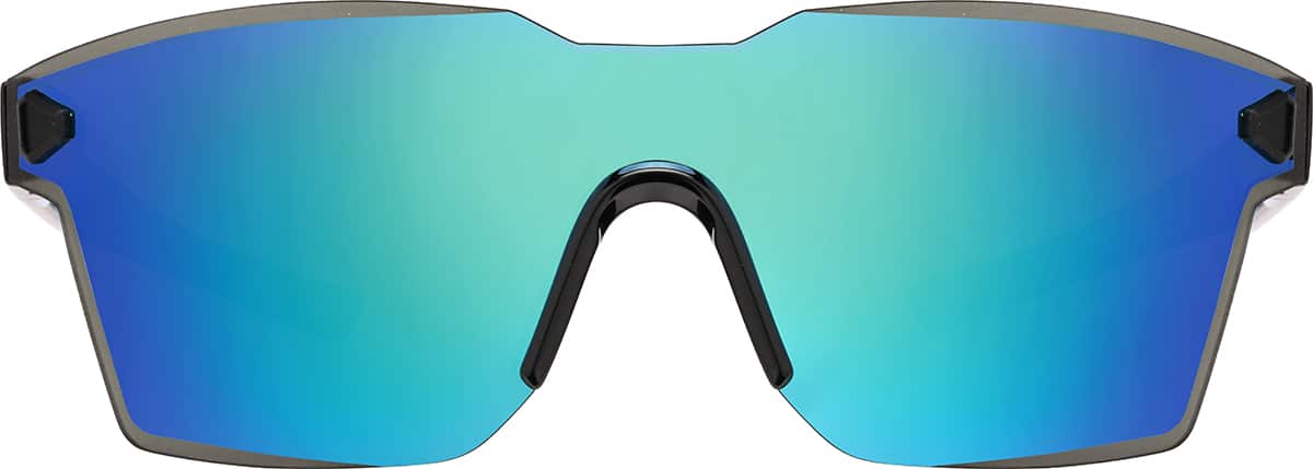 Front view of Rectangle Sunglasses  T08061216 in Grey with Blue Mirror