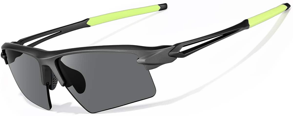 Angle view of Wrap-Around Sports Sunglasses T08081212 in Gray