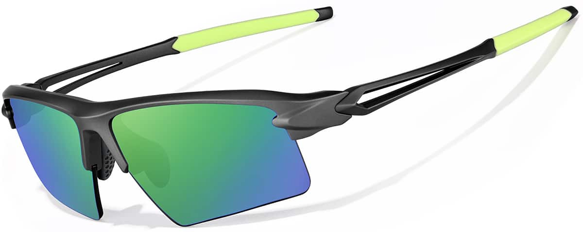 Angle view of Wrap-Around Sports Sunglasses T08081224 in Gray