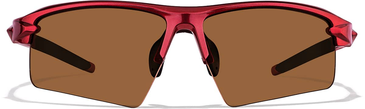 Front view of Wrap-Around Sports Sunglasses T08081815 in Red