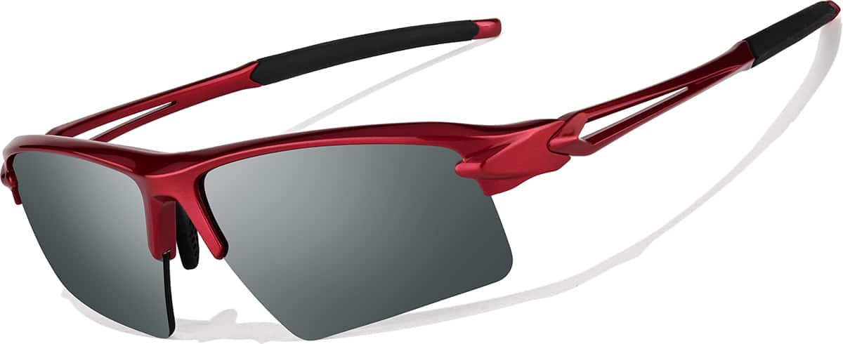 Angle view of Wrap-Around Sports Sunglasses T08081818 in Red