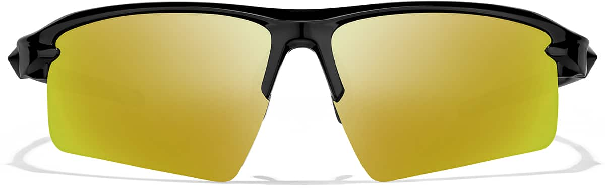 Front view of Wrap-Around Sports Sunglasses T08082114 in Black