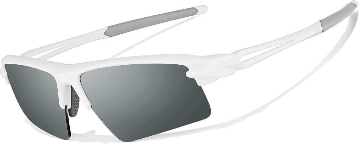 Angle view of Wrap-Around Sports Sunglasses T08083011 in White