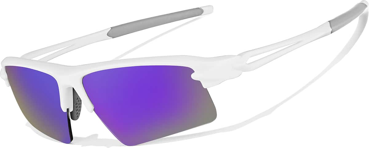 Angle view of Wrap-Around Sports Sunglasses T08083017 in White