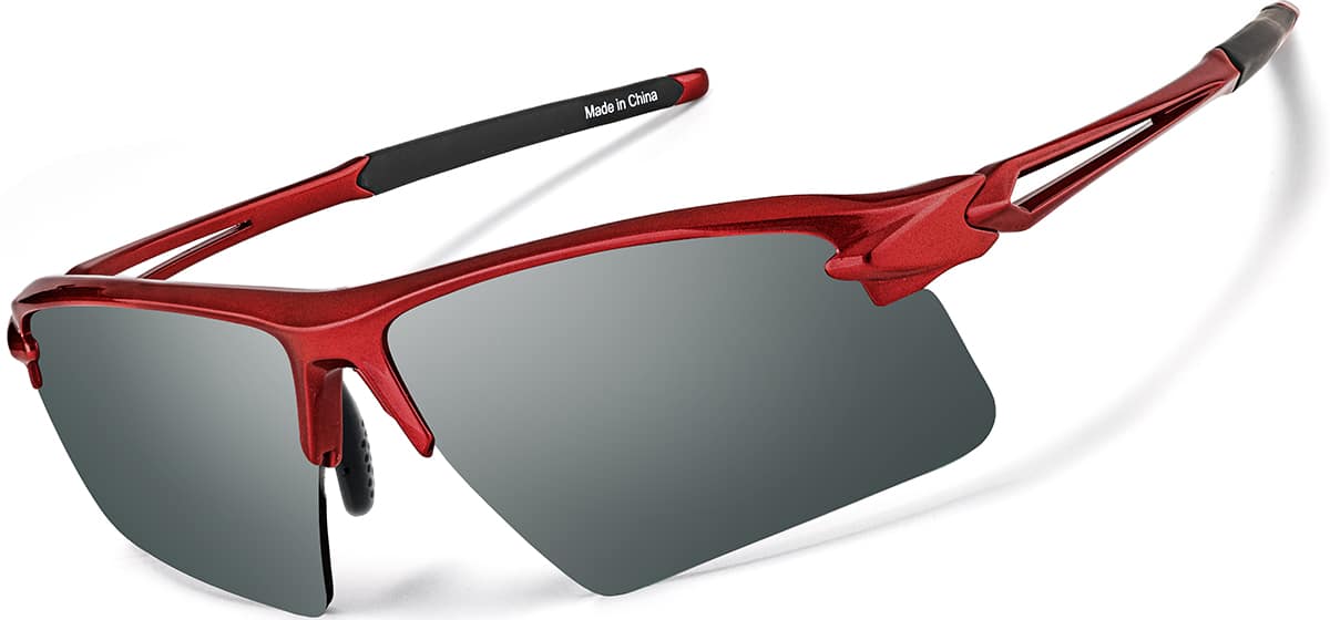 Angle view of Wrap-Around Sports Sunglasses T98011811 in Red