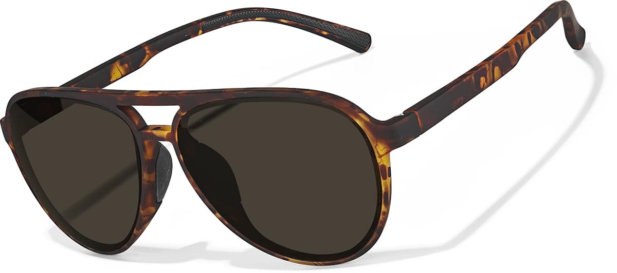 Angle view of Aviator Sports Sunglasses T99032515 in Matte Tortoise with Gray Lenses