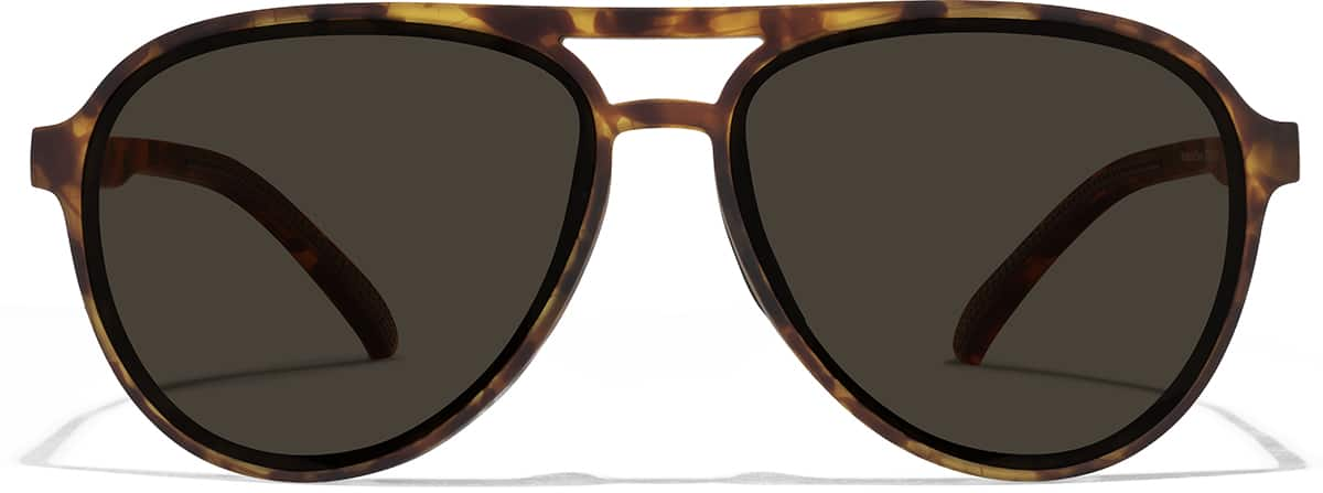 Front view of Aviator Sports Sunglasses T99032515 in Matte Tortoise with Gray Lenses