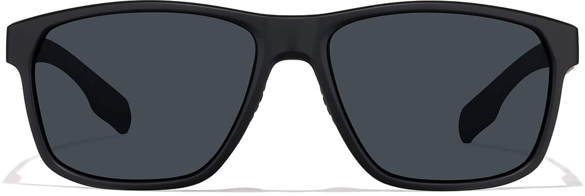 Front view of Rectangle Sports Sunglasses T99042121 in Black with Gray Lenses