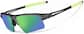 Angle view of Wrap-Around Sports Sunglasses T99071224 in Gray with Green Mirror thumbnail