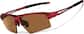 Angle view of Wrap-Around Sports Sunglasses T99081815 in Red with Brown Lenses thumbnail