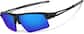 Angle view of Wrap-Around Sports Sunglasses T99132116 in Black with Blue Mirror thumbnail