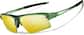 Angle view of Wrap-Around Sports Sunglasses T99142414 in Green with Gold Mirror thumbnail