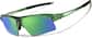 Angle view of Wrap-Around Sports Sunglasses T99162434 in Green with Green Mirror thumbnail