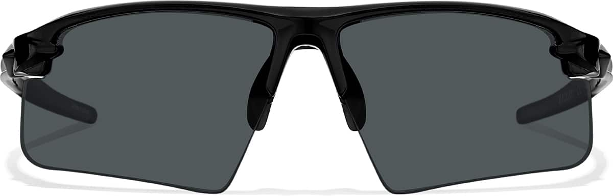 Front view of Wrap-Around Sports Sunglasses T99242112 in Black with Gray Lenses