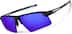 Wrap-Around Sports Sunglasses(Larger Lenses) T99262116 in Black with Blue Mirror
