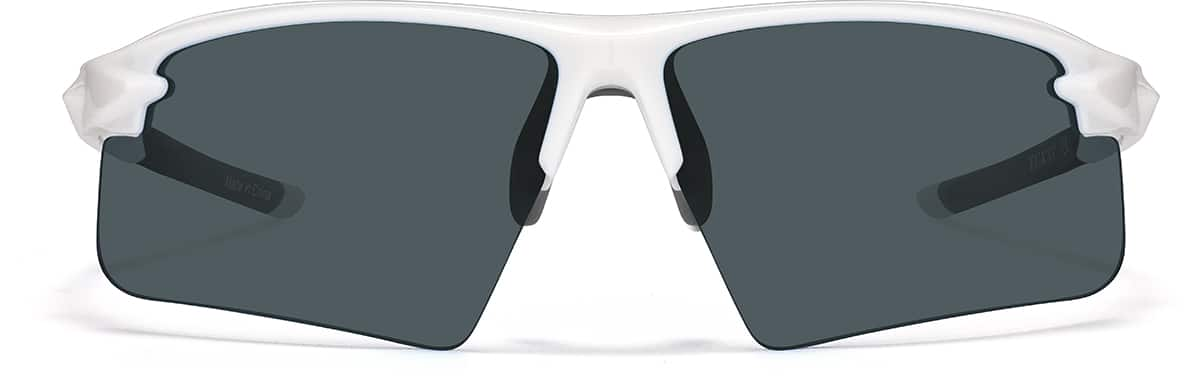 Front view of Wrap-Around Sports Sunglasses T99273012 in White with Gray Lenses