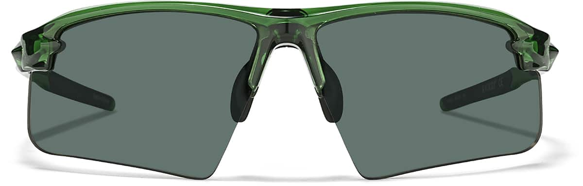 Front view of Wrap-Around Sports Sunglasses T99332424 in Green with Green Lenses