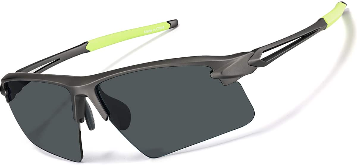 Angle view of Wrap-Around Sports Sunglasses T99361212 in Gray with Gray Lenses