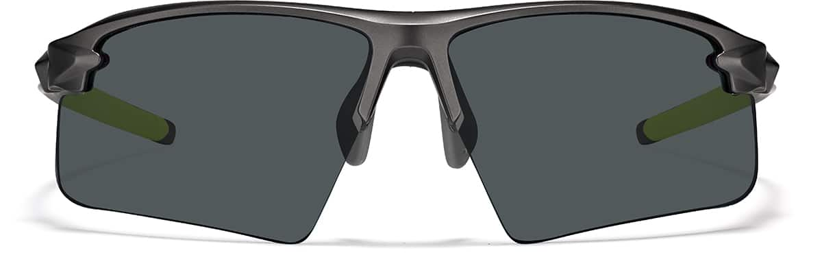 Front view of Wrap-Around Sports Sunglasses T99361212 in Gray with Gray Lenses