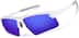 Wrap-Around Sports Sunglasses(Larger Lenses) T99393016 in White with Indigo Mirror