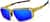 Angle view of Active Wrap-Around Sunglasses T99481416 in Gold with Blue Mirror thumbnail