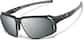 Angle view of Active Wrap-Around Sunglasses T99672111 in Black with Silver Mirror thumbnail