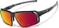 Angle view of Active Wrap-Around Sunglasses T99682118 in Black with Red Mirror thumbnail