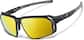 Angle view of Active Wrap-Around Sunglasses T99702114 in Black with Gold Mirror thumbnail