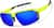 Angle view of Active Wrap-Around Sunglasses T99722216 in Yellow with Blue Mirror thumbnail