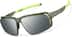 Active Wrap-Around Sunglasses T99792411 in Green with Silver Mirror